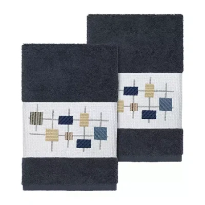 Linum Home Textiles Khloe 2-pc. Embellished Hand Towel In Black