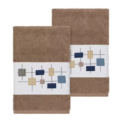Linum Home Textiles Khloe 2-pc. Embellished Hand Towel In Brown