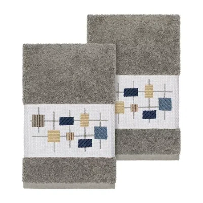 Linum Home Textiles Khloe 2-pc. Embellished Hand Towel In Gray