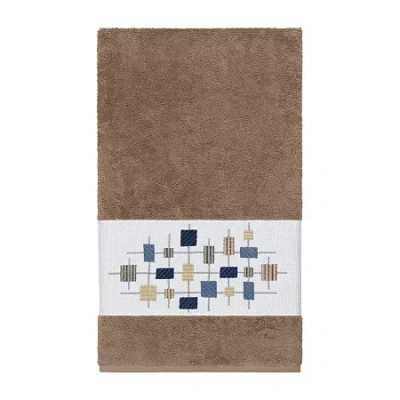 Linum Home Textiles Khloe Embellished Geometric Bath Towel In Brown