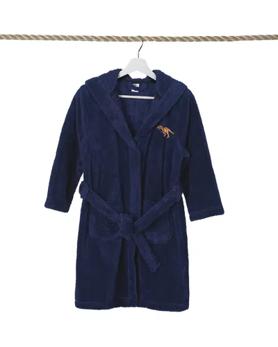 Linum Home Textiles Kids Super Plush Double Brushed Hooded Bathrobe In Blue