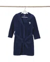 Linum Home Textiles Kids Super Plush Double Brushed Hooded Bathrobe In Blue