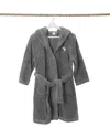 Linum Home Textiles Kids Super Plush Double Brushed Hooded Bathrobe In Grey