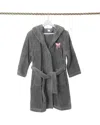 Linum Home Textiles Kids Super Plush Double Brushed Hooded Bathrobe In Grey