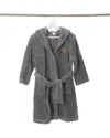Linum Home Textiles Kids Super Plush Double Brushed Hooded Bathrobe In Grey