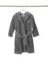 Linum Home Textiles Kids Super Plush Double Brushed Hooded Bathrobe In Grey