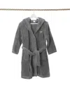 Linum Home Textiles Kids Super Plush Double Brushed Hooded Bathrobe In Grey