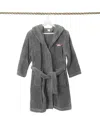 Linum Home Textiles Kids Super Plush Double Brushed Hooded Bathrobe In Grey