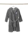 Linum Home Textiles Kids Super Plush Double Brushed Hooded Bathrobe In Grey
