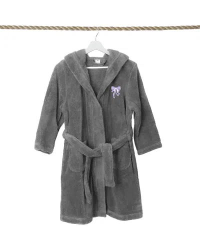 Linum Home Textiles Kids Super Plush Double Brushed Hooded Bathrobe In Grey
