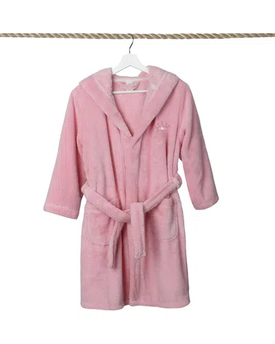 Linum Home Textiles Kids Super Plush Double Brushed Hooded Bathrobe In Pink
