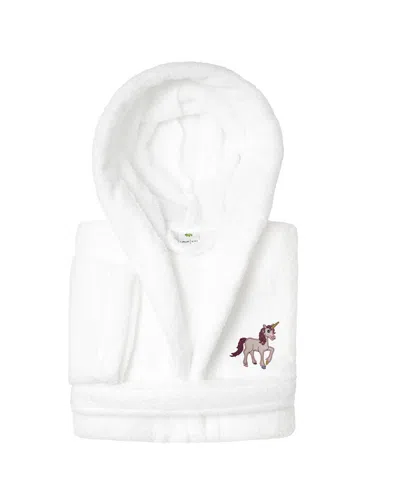 Linum Home Textiles Kids Super Plush Double Brushed Hooded Bathrobe In White