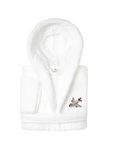 Linum Home Textiles Kids Super Plush Double Brushed Hooded Bathrobe In White
