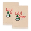 Linum Home Textiles Let It Snow Embroidered 2-pc. Hand Towel In Sand