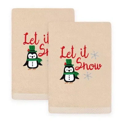 Linum Home Textiles Let It Snow Embroidered 2-pc. Hand Towel In Sand