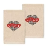 Linum Home Textiles Love Hearts Embroidered 2-pc. Hand Towel In Sand