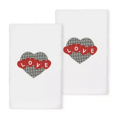 Linum Home Textiles Love Hearts Embroidered 2-pc. Hand Towel In White