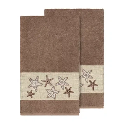 Linum Home Textiles Lydia 2-pc. Embellished Bath Towel In Brown