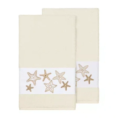 Linum Home Textiles Lydia 2-pc. Embellished Bath Towel In Sand