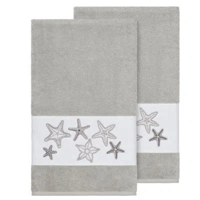 Linum Home Textiles Lydia 2 Piece Turkish Cotton Bath Towel Set In Light Gray