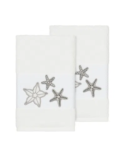 Linum Home Textiles Lydia Turkish Cotton 2pc Embellished Hand Towel Set