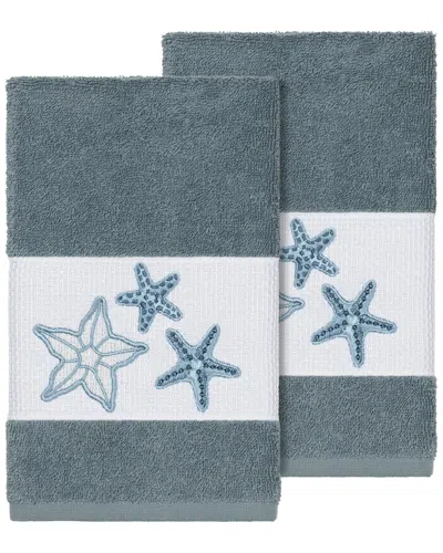 Linum Home Textiles Lydia Turkish Cotton 2pc Embellished Hand Towel Set
