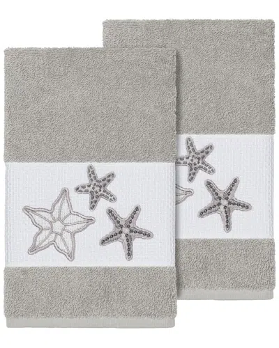 Linum Home Textiles Lydia Turkish Cotton 2pc Embellished Hand Towel Set
