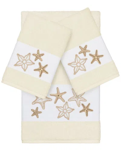 Linum Home Textiles Lydia Turkish Cotton 3pc Embellished Towel Set
