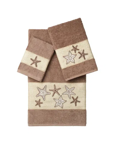 Linum Home Textiles Lydia Turkish Cotton 3pc Embellished Towel Set