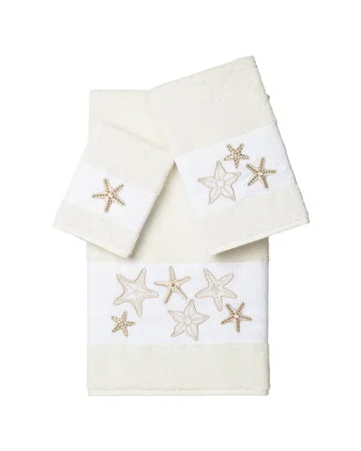 Linum Home Textiles Lydia Turkish Cotton 3pc Embellished Towel Set