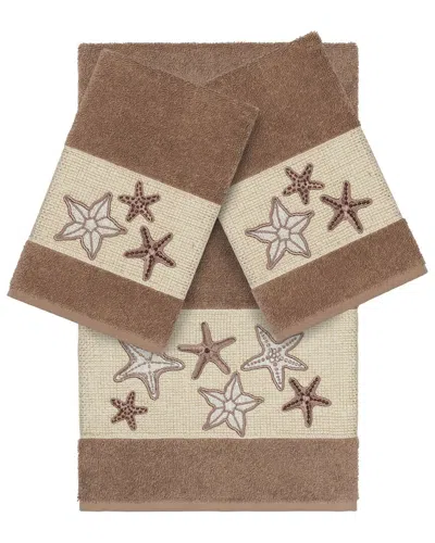 Linum Home Textiles Lydia Turkish Cotton 3pc Embellished Towel Set