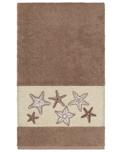 Linum Home Textiles Lydia Turkish Cotton Embellished Bath Towel In Brown