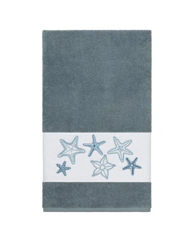 Linum Home Textiles Lydia Turkish Cotton Embellished Bath Towel In Blue