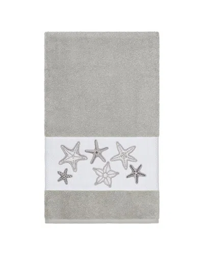 Linum Home Textiles Lydia Turkish Cotton Embellished Bath Towel In Gray