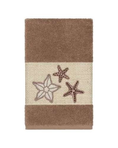 Linum Home Textiles Lydia Turkish Cotton Embellished Hand Towel In Brown