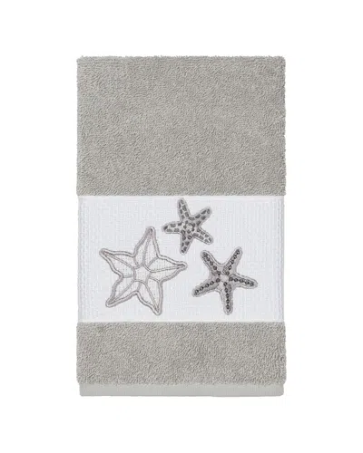 Linum Home Textiles Lydia Turkish Cotton Embellished Hand Towel In Gray