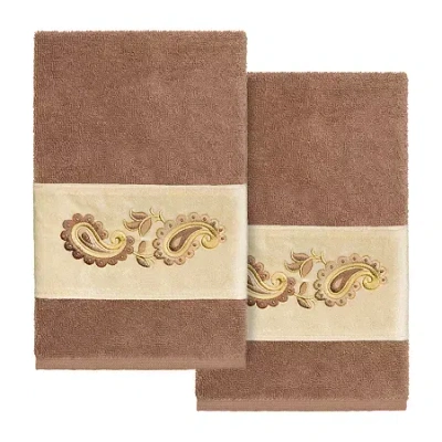 Linum Home Textiles Mackenzie 2-pc. Embellished Hand Towel In Brown