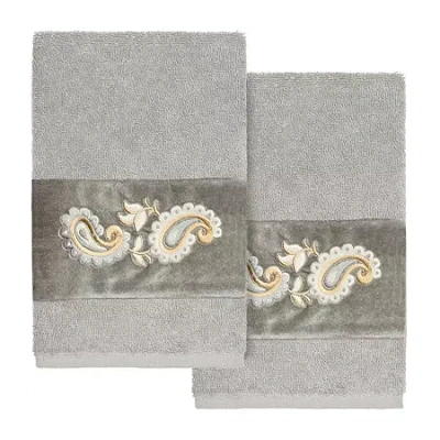 Linum Home Textiles Mackenzie 2-pc. Embellished Hand Towel In Gray