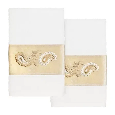Linum Home Textiles Mackenzie 2-pc. Embellished Hand Towel In White