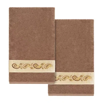 Linum Home Textiles Mackenzie 2-pc. Embellished Paisley Bath Towel In Brown