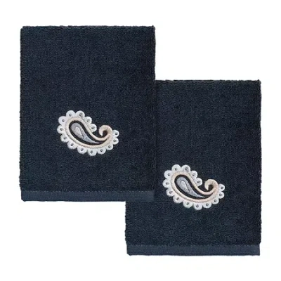 Linum Home Textiles Mackenzie Embellished 2-pc. Embellished Washcloth In Blue