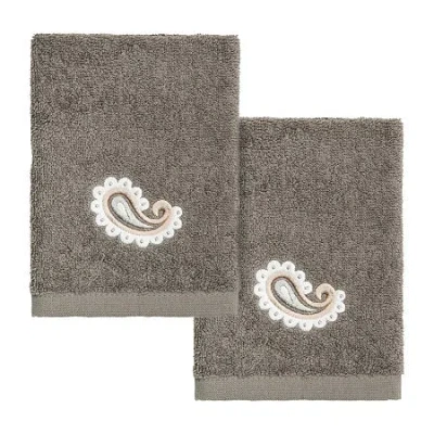 Linum Home Textiles Mackenzie Embellished 2-pc. Embellished Washcloth In Gray