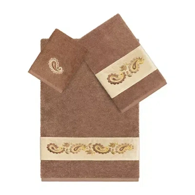 Linum Home Textiles Mackenzie Embellished 3-pc. Bath Towel Set In Brown