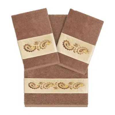 Linum Home Textiles Mackenzie Embellished 3-pc. Bath Towel Set In Brown