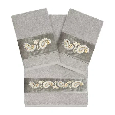 Linum Home Textiles Mackenzie Embellished 3-pc. Bath Towel Set In Gray