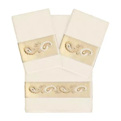 Linum Home Textiles Mackenzie Embellished 3-pc. Bath Towel Set In White