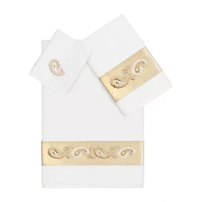 Linum Home Textiles Mackenzie Embellished 3-pc. Bath Towel Set In White