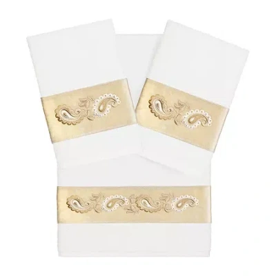 Linum Home Textiles Mackenzie Embellished 3-pc. Bath Towel Set In White