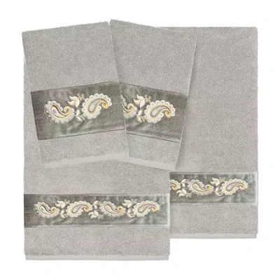 Linum Home Textiles Mackenzie Embellished 4-pc. Bath Towel Set In Gray