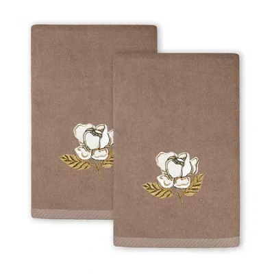 Linum Home Textiles Maggie 2-pc. Embellished Fingertip Towel In Brown